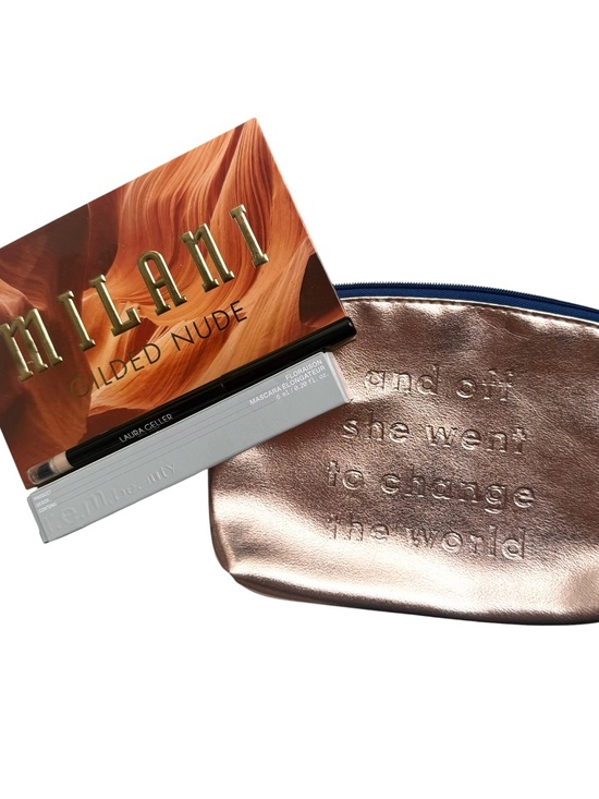 Milani Other - REM mascara, Laura geller eyeliner, Milani Gilded Nude Eyeshadow w Rose Gold bag